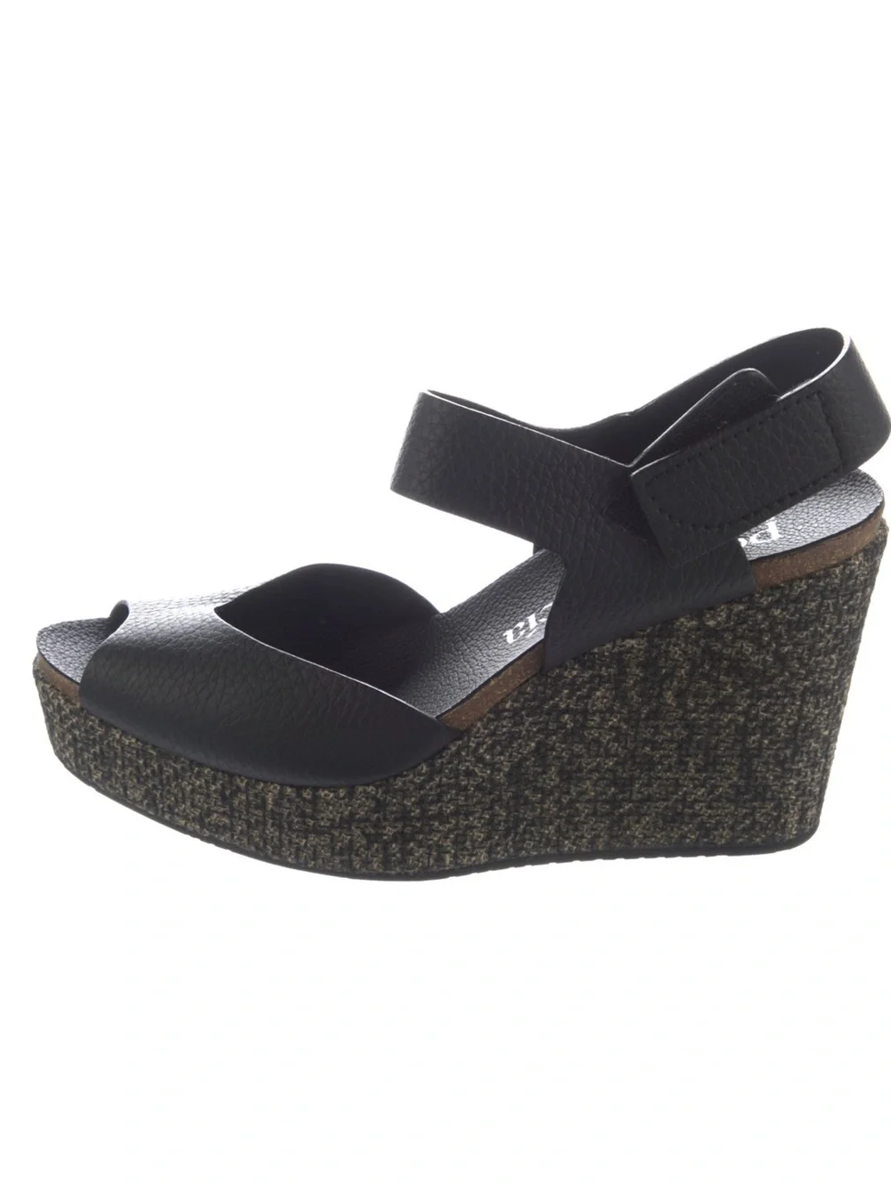 Pedro Garcia Black Leather Wedge Espadrille Sandals Size 39 US 8.5